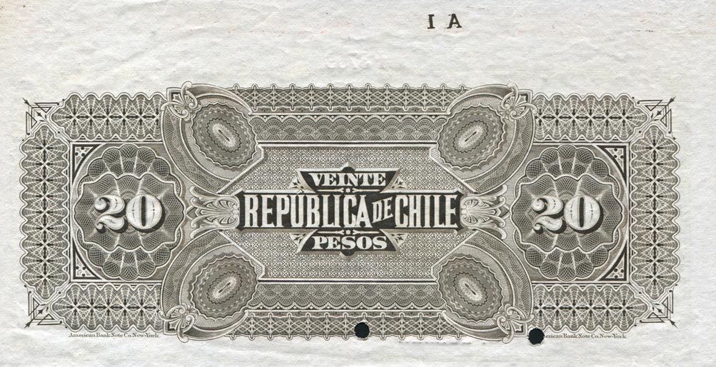 Back of Chile p22s: 20 Pesos from 1906