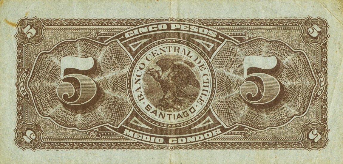 Back of Chile p82: 5 Pesos from 1927