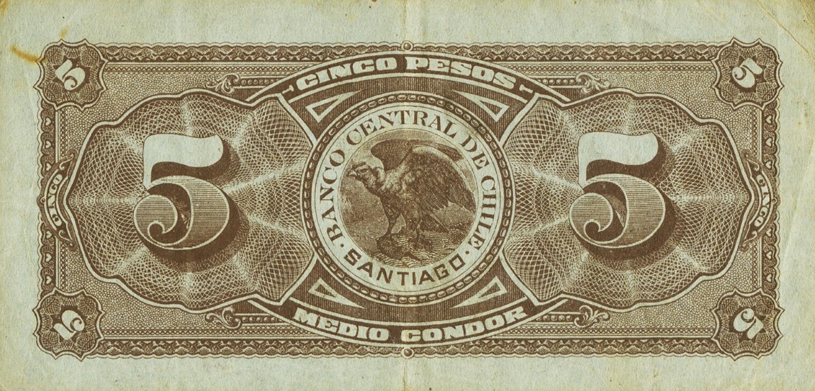 Back of Chile p82: 5 Pesos from 1927