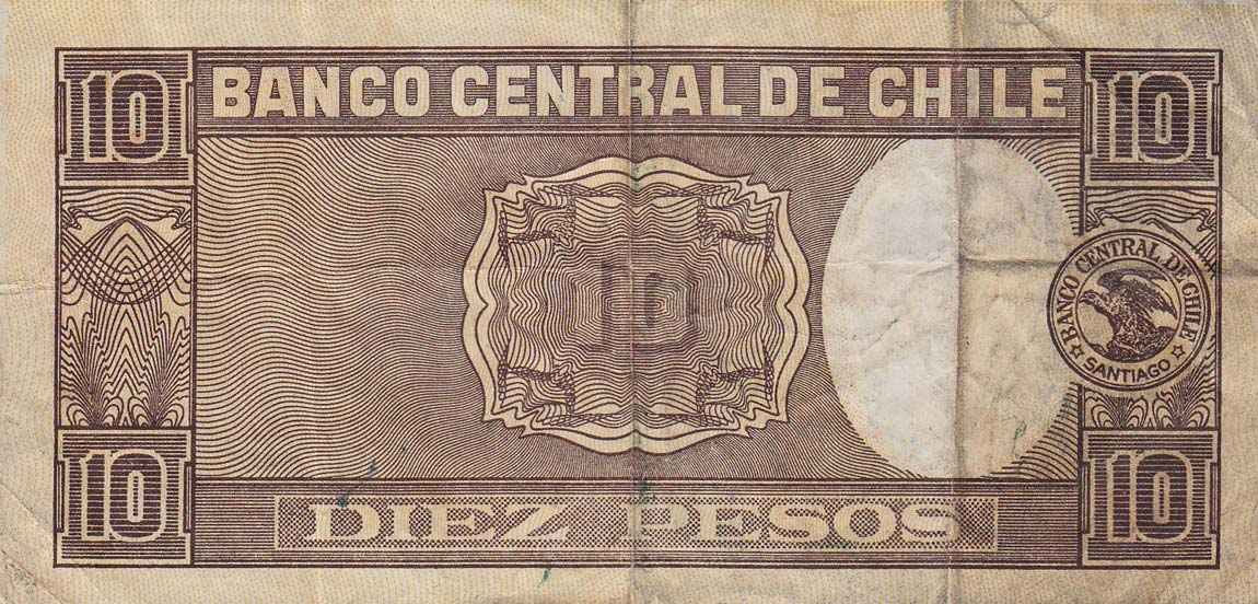 Back of Chile p92d: 10 Pesos from 1942