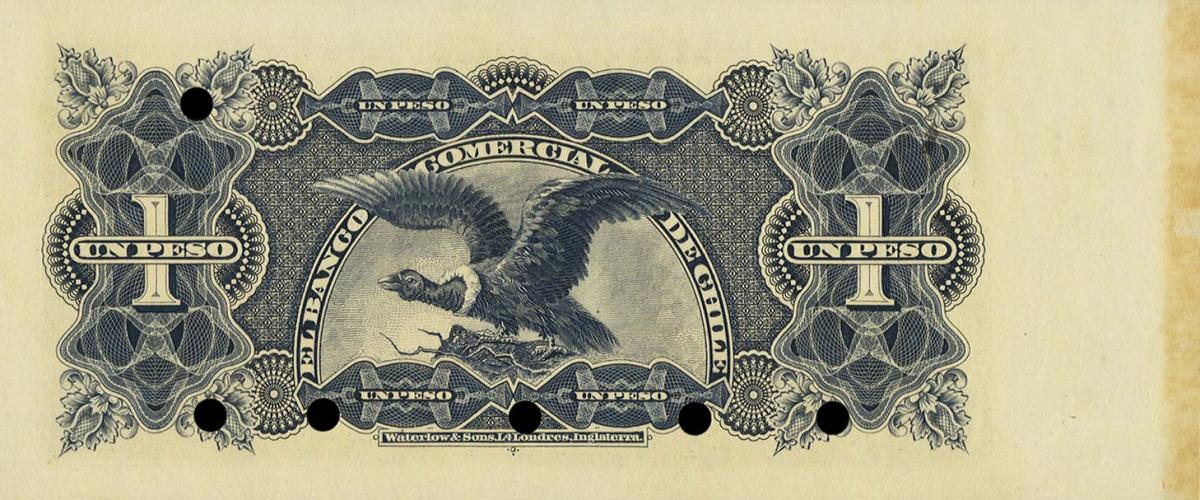 Back of Chile pS151ct: 1 Peso from 1890