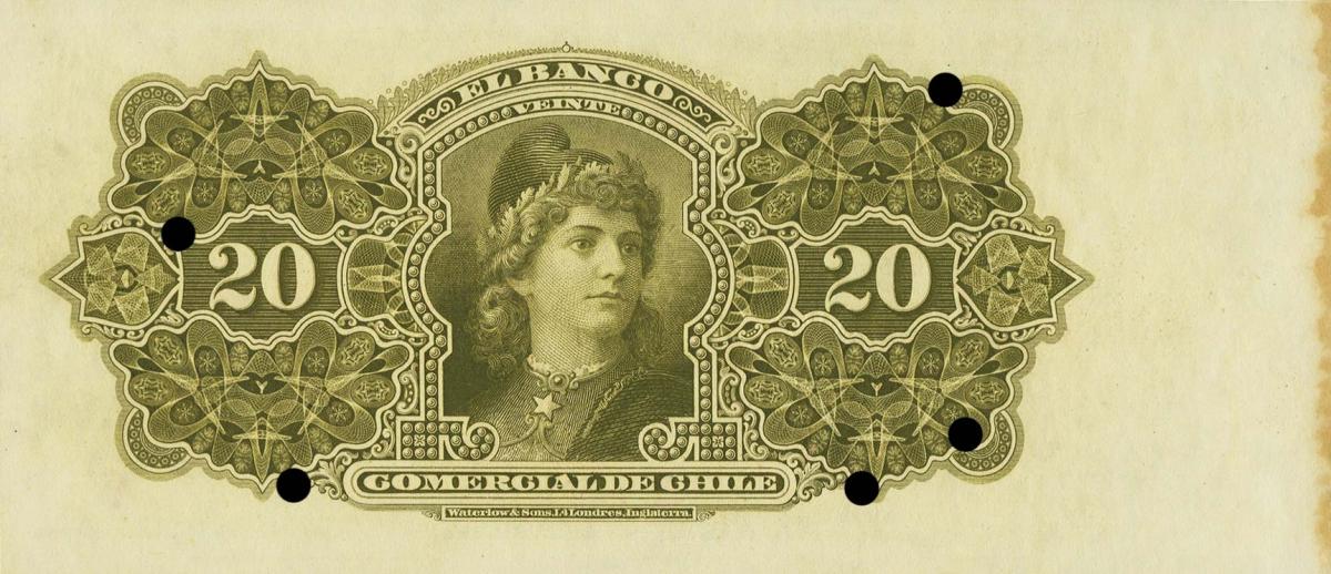 Back of Chile pS155s: 20 Pesos from 1890