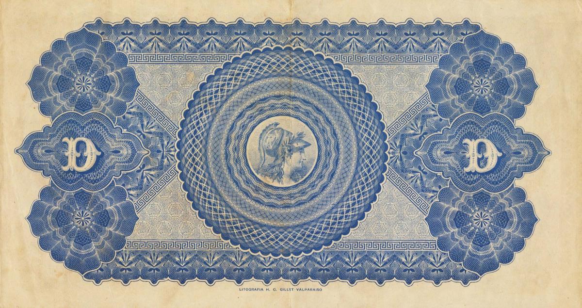 Back of Chile pS173: 500 Pesos from 1872
