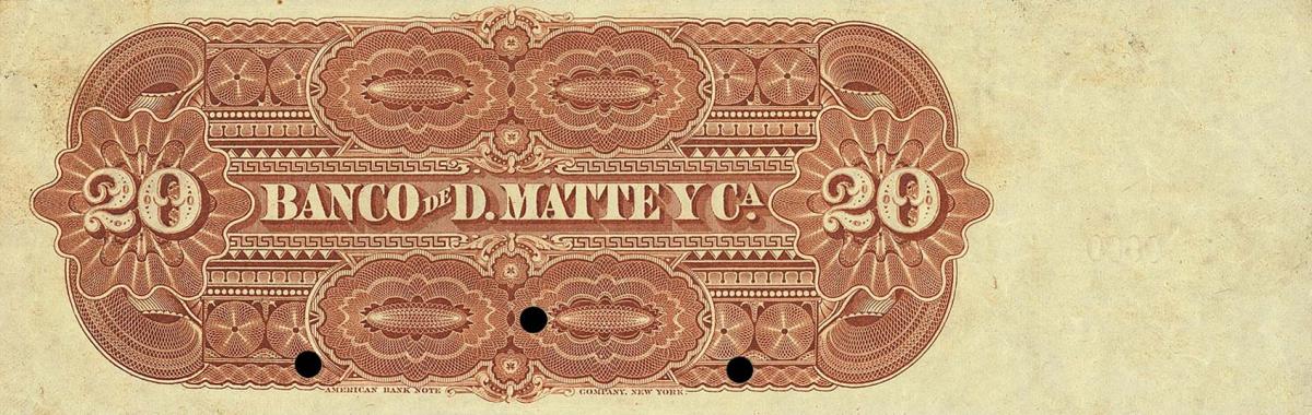 Back of Chile pS279s: 20 Pesos from 1888