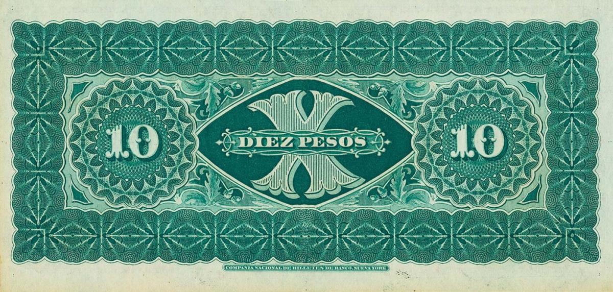 Back of Chile pS363r: 10 Pesos from 1877