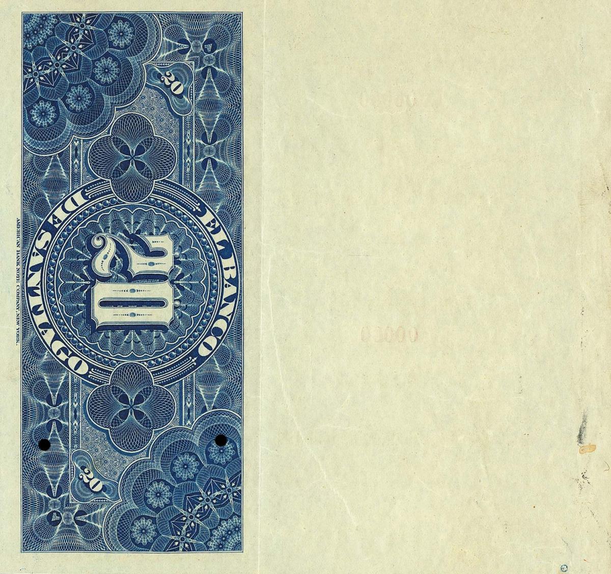 Back of Chile pS415s: 20 Pesos from 1886