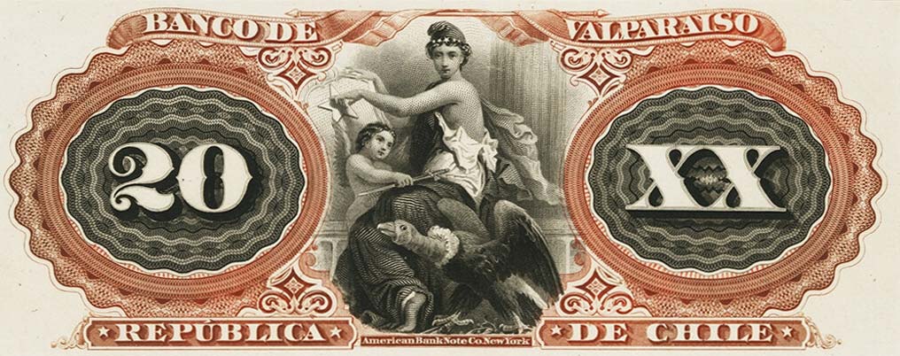 Back of Chile pS490p: 20 Pesos from 1877