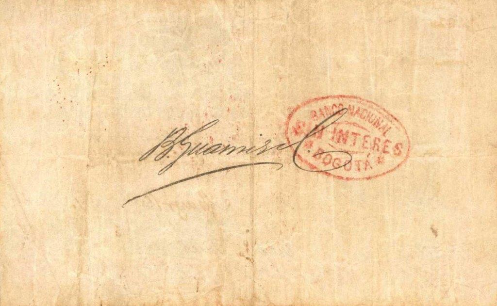 Back of Colombia p135: 5 Pesos from 1881