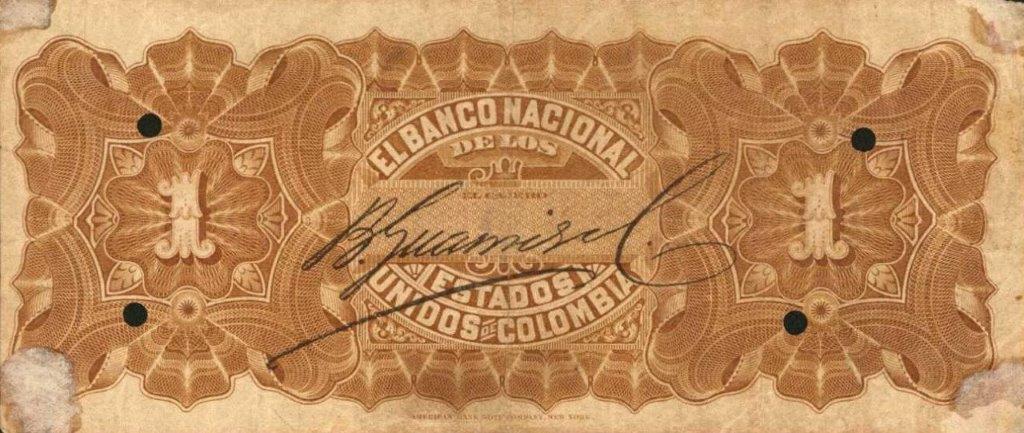 Back of Colombia p141a: 1 Peso from 1881