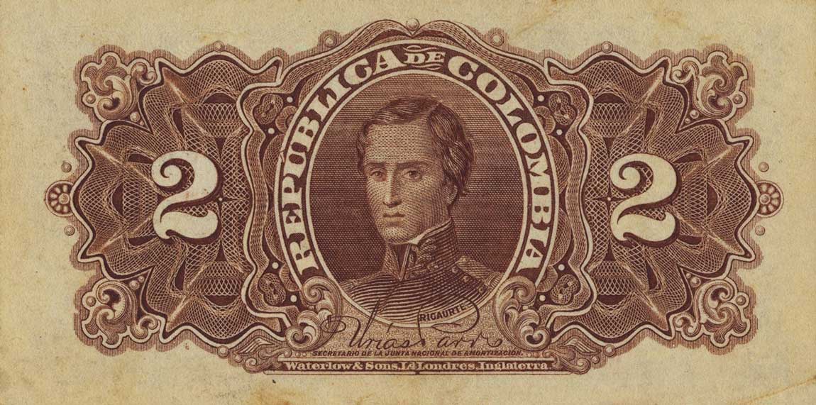 Back of Colombia p310: 2 Pesos from 1904