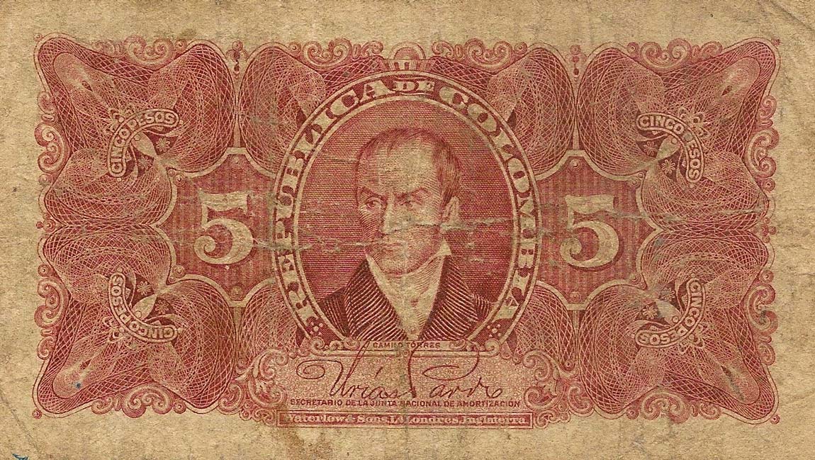 Back of Colombia p311: 5 Pesos from 1904