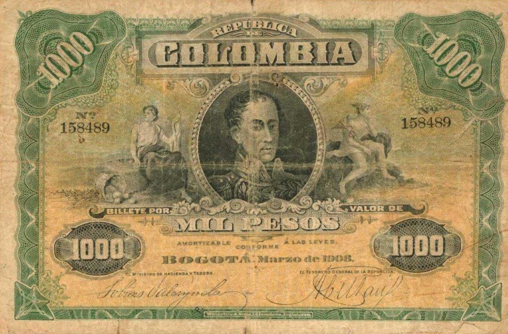 Front of Colombia p316a: 1000 Pesos from 1908