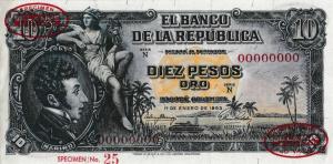 Gallery image for Colombia p400s1: 10 Pesos Oro