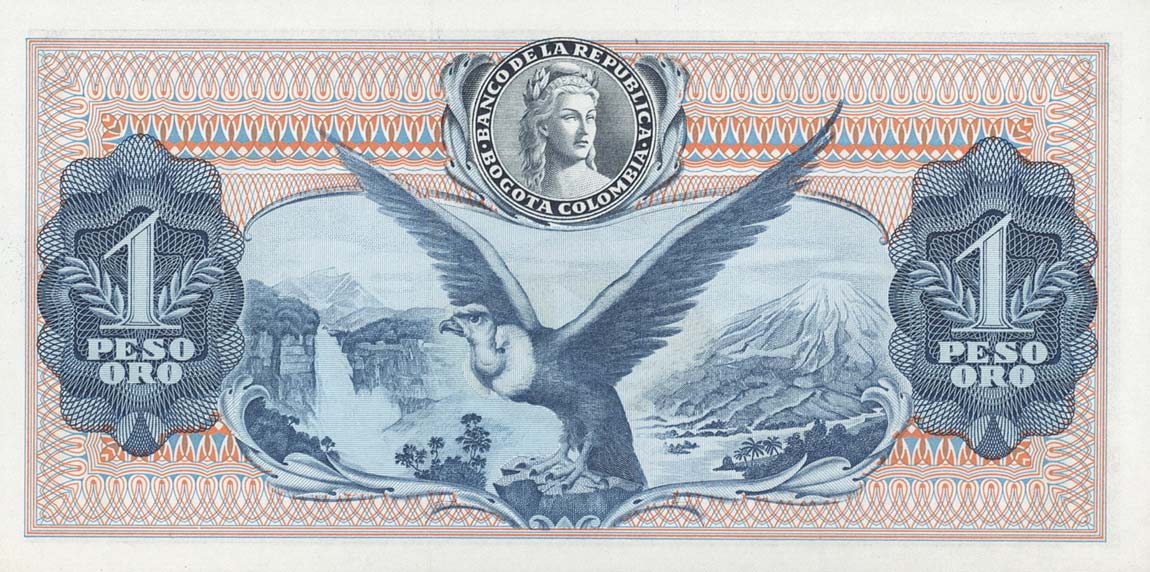 Back of Colombia p404b: 1 Peso Oro from 1961