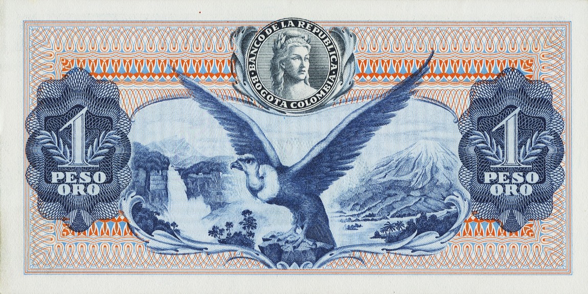 Back of Colombia p404s2: 1 Peso Oro from 1959