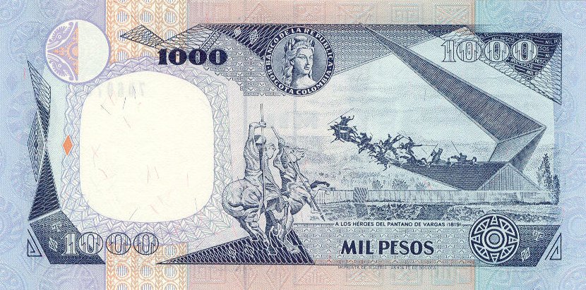 Back of Colombia p438: 1000 Pesos from 1994