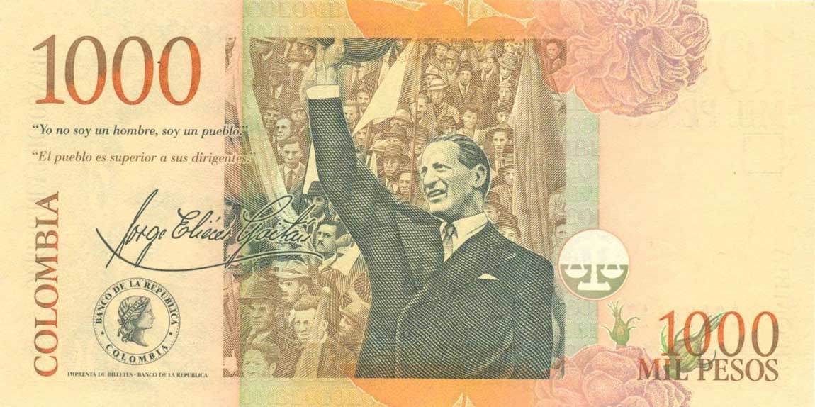 Back of Colombia p450e: 1000 Pesos from 2003