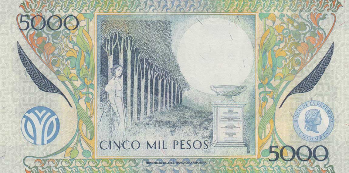 Back of Colombia p452o: 5000 Pesos from 2013