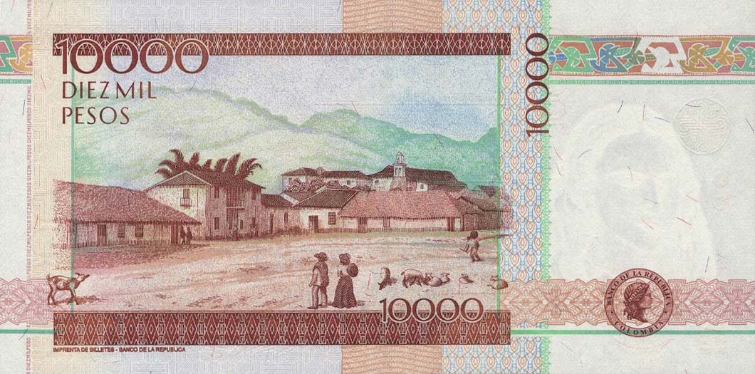Back of Colombia p453l: 10000 Pesos from 2008