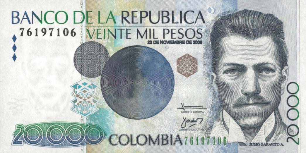 Front of Colombia p454m: 20000 Pesos from 2006