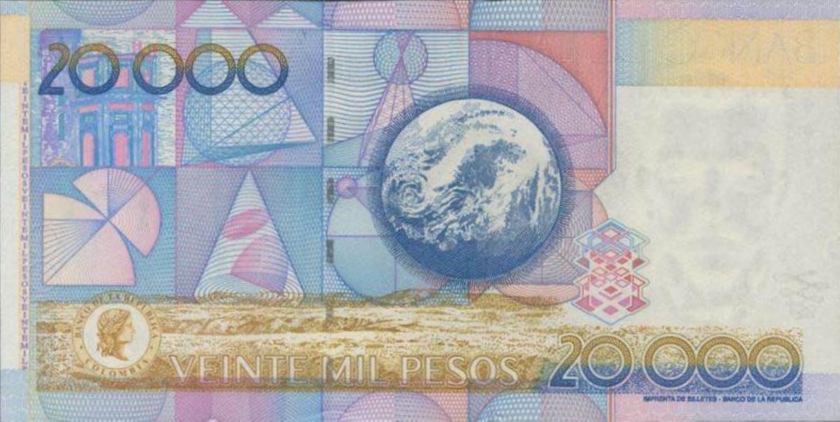 Back of Colombia p454p: 20000 Pesos from 2007