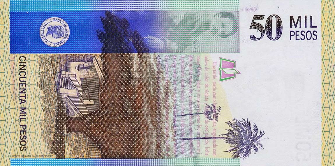 Back of Colombia p455e: 50000 Pesos from 2005
