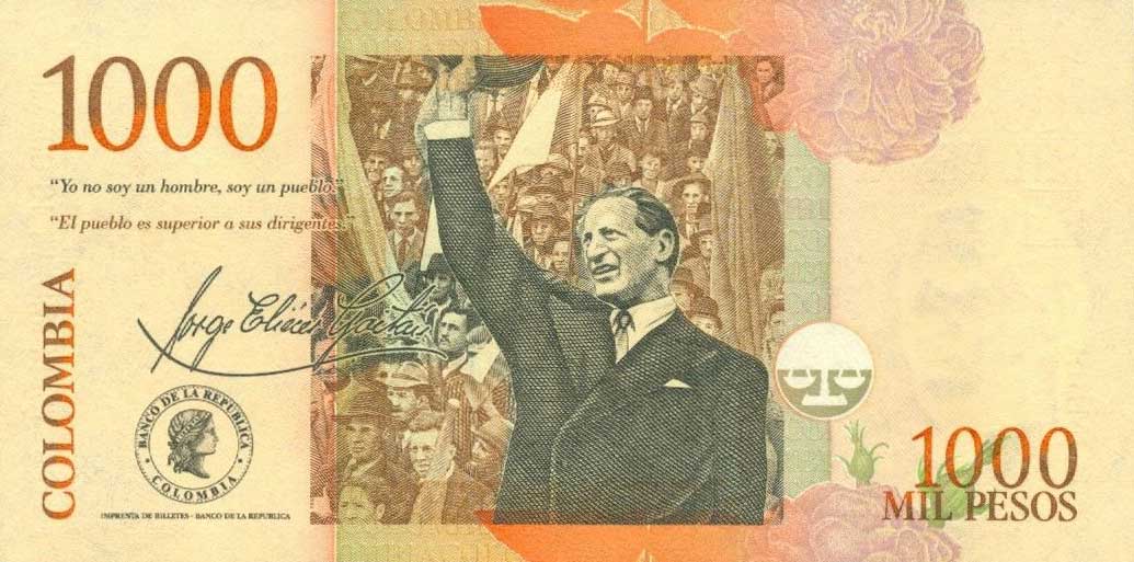 Back of Colombia p456k: 1000 Pesos from 2008