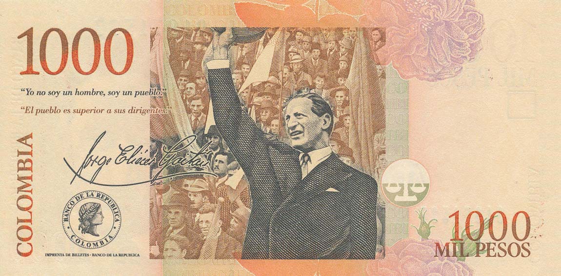 Back of Colombia p456u: 1000 Pesos from 2016