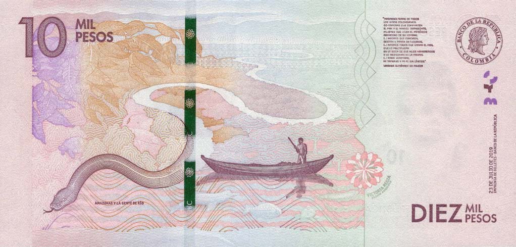 Back of Colombia p460e: 10000 Pesos from 2019