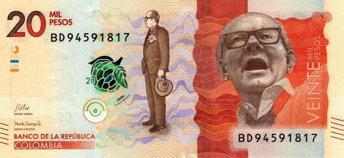 Front of Colombia p461g: 20000 Pesos from 2021