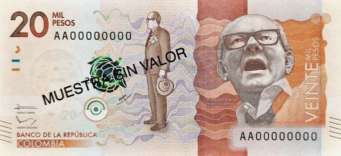 Front of Colombia p461s: 20000 Pesos from 2015