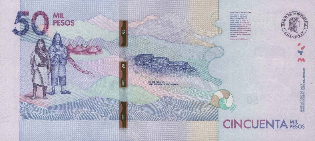 Back of Colombia p462c: 50000 Pesos from 2017