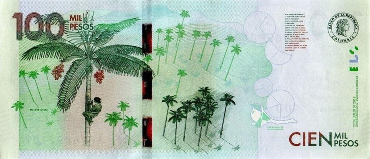 Back of Colombia p463c: 100000 Pesos from 2019