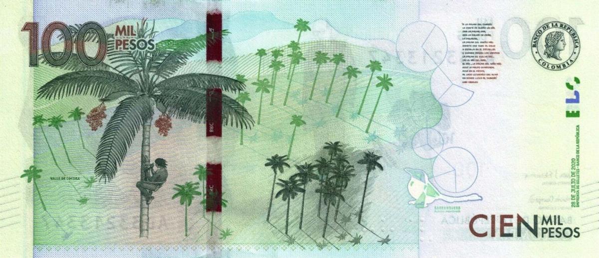 Back of Colombia p463d: 100000 Pesos from 2020
