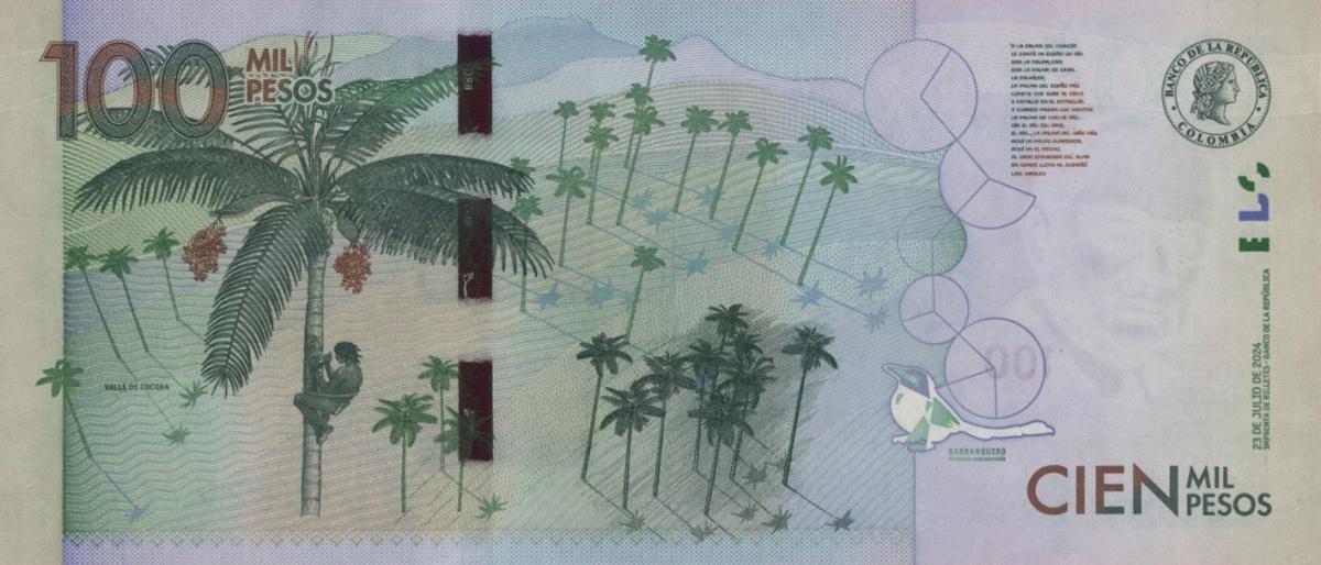Back of Colombia p463g: 100000 Pesos from 2024
