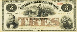 pS188 from Colombia: 3 Pesos from 1866