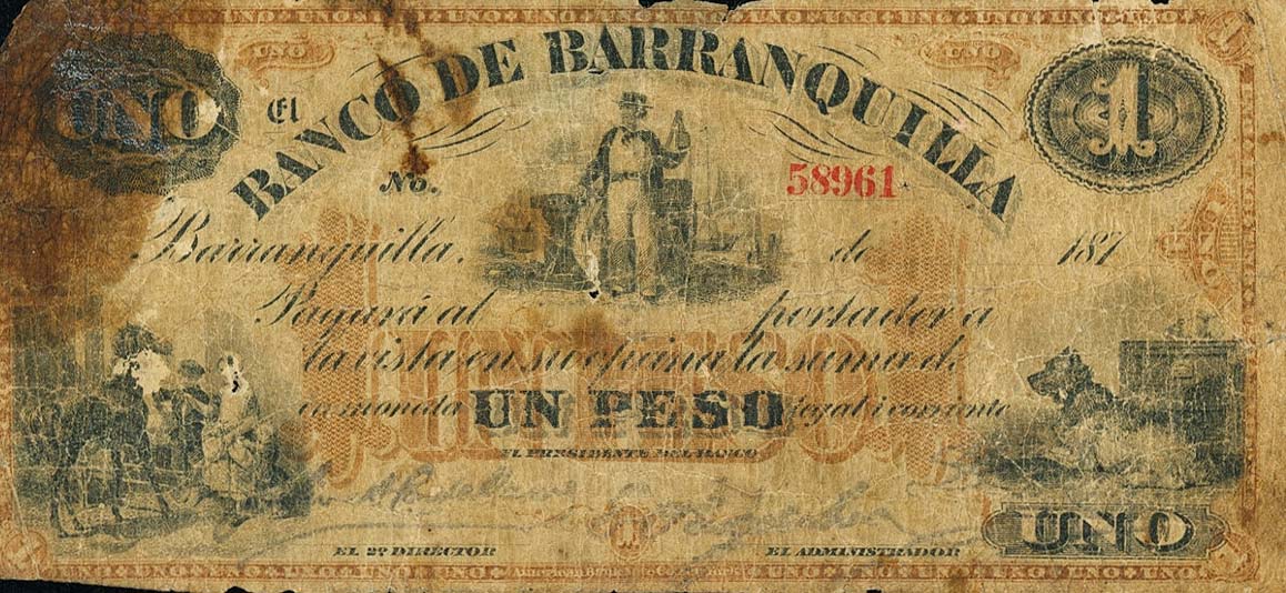 Front of Colombia pS231b: 1 Peso from 1874