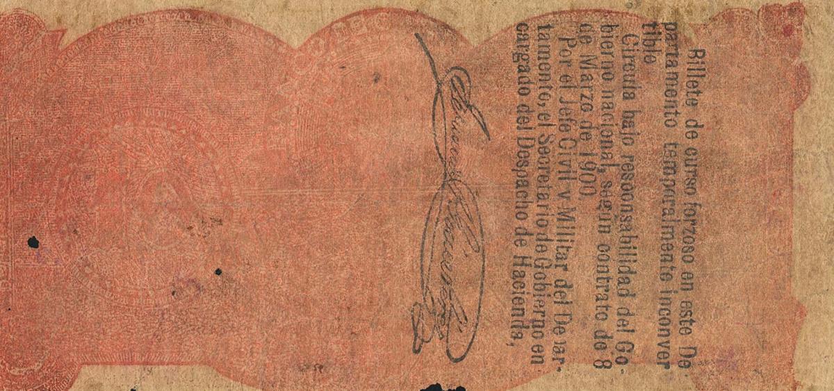 Back of Colombia pS348b: 10 Pesos from 1900