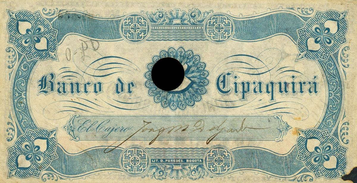 Back of Colombia pS376a: 5 Pesos from 1882