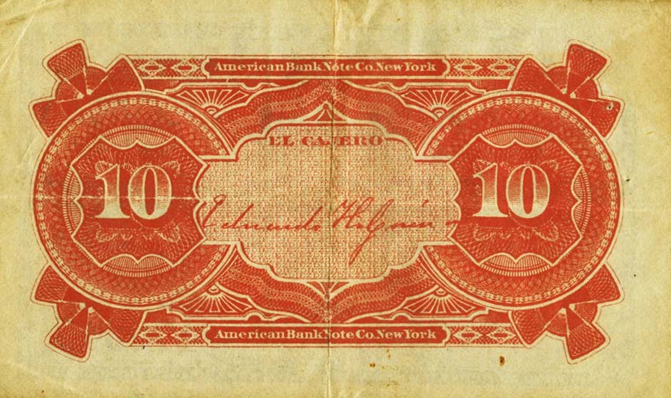 Back of Colombia pS446a: 10 Centavos from 1886