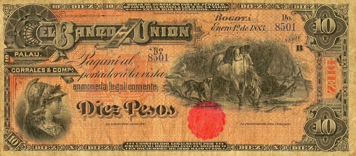 Front of Colombia pS667: 10 Pesos from 1899