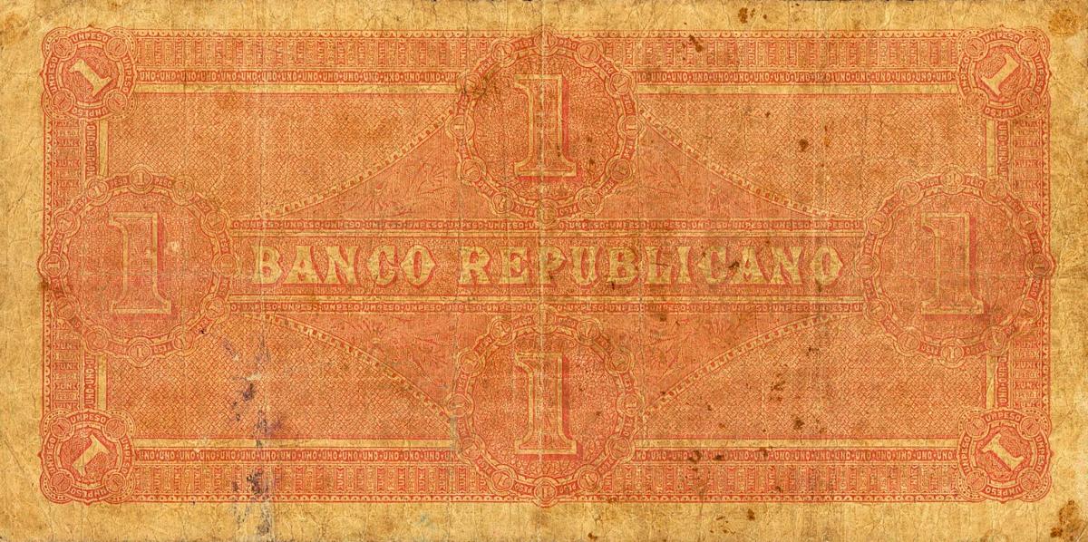 Back of Colombia pS776: 1 Peso from 1899