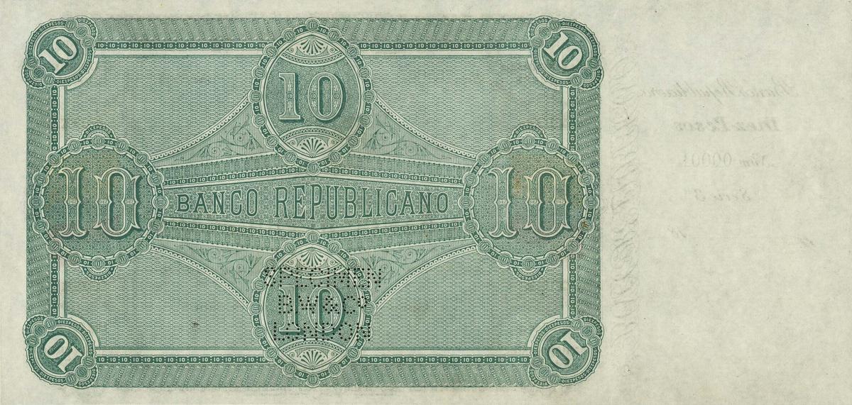 Back of Colombia pS813s: 10 Pesos from 1899