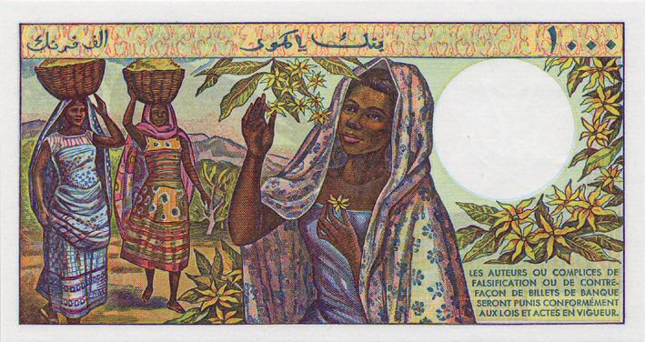 Back of Comoros p11b: 1000 Francs from 1994
