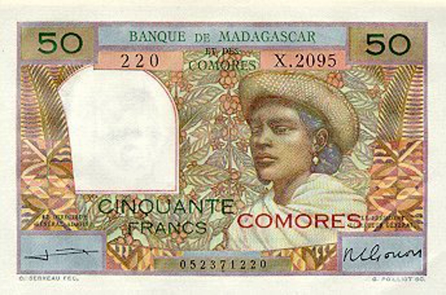 Front of Comoros p2a: 50 Francs from 1960