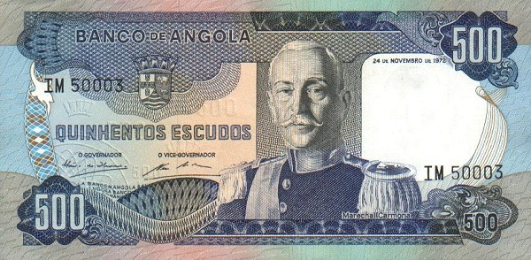 Front of Angola p102a: 500 Escudos from 1972