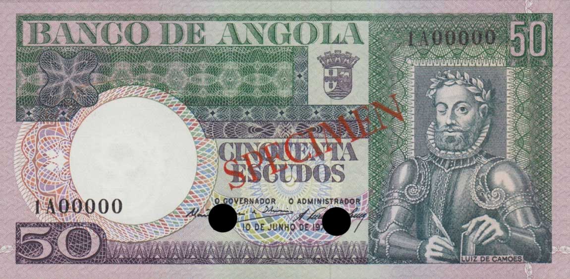 Front of Angola p105ct: 50 Escudos from 1973
