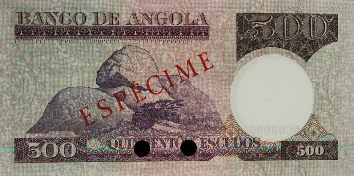 Back of Angola p107s: 500 Escudos from 1973