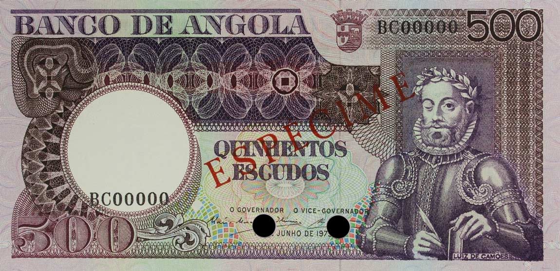 Front of Angola p107s: 500 Escudos from 1973