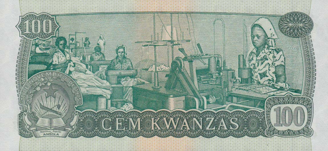 Back of Angola p111a: 100 Kwanzas from 1976